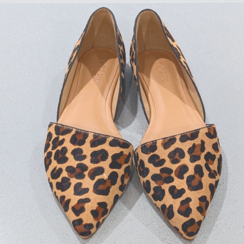 J. Crew Tan Black Zoe Animal Print Flats J Crew Zoe Calf Hair D'Orsay Shoes 6.5
